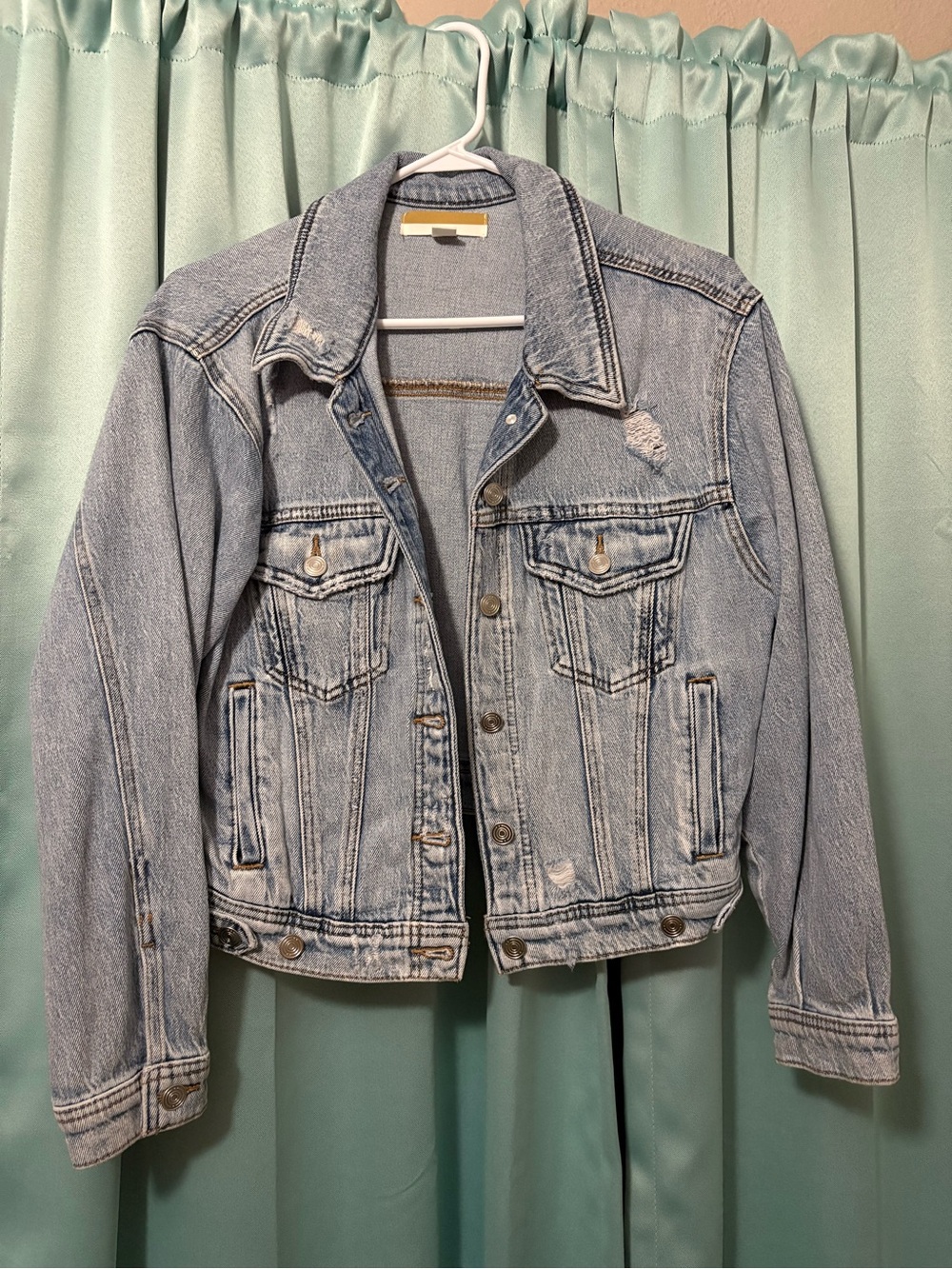 Maurices Light Wash Distressed Denim Jacket